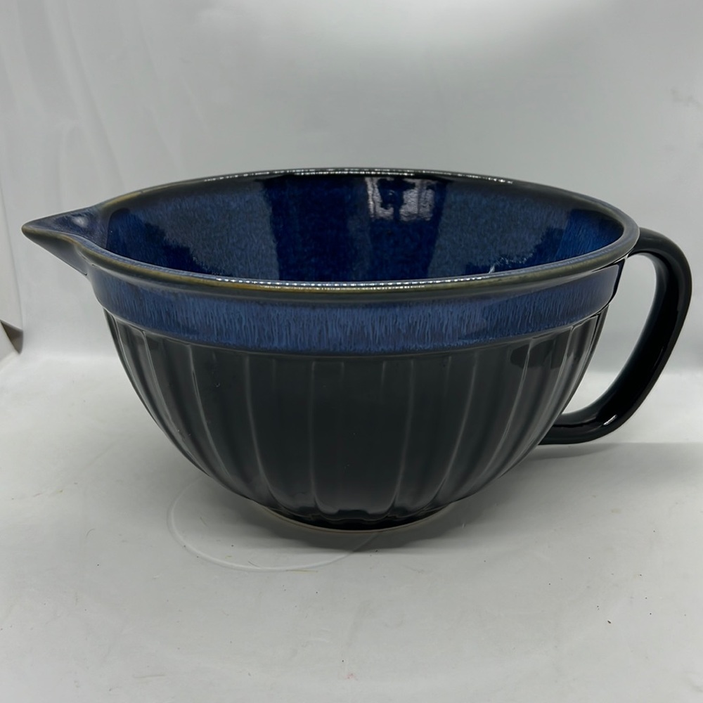 Basque Ceramique Andalusian Blue Mixing Bowl with Handle Ceramic Stoneware